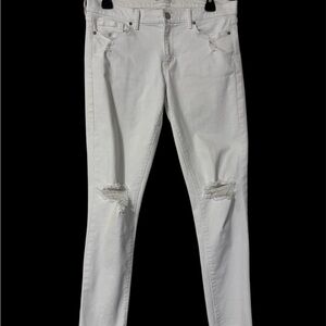 Banana Republic White Distressed Skinny Jeans